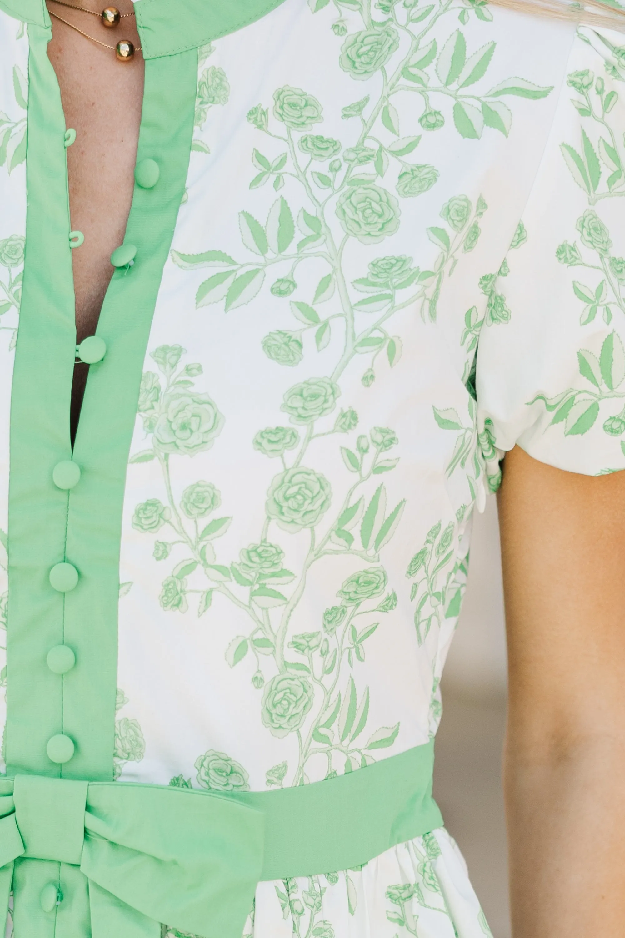 Going Home Green Floral Ruffled Dress