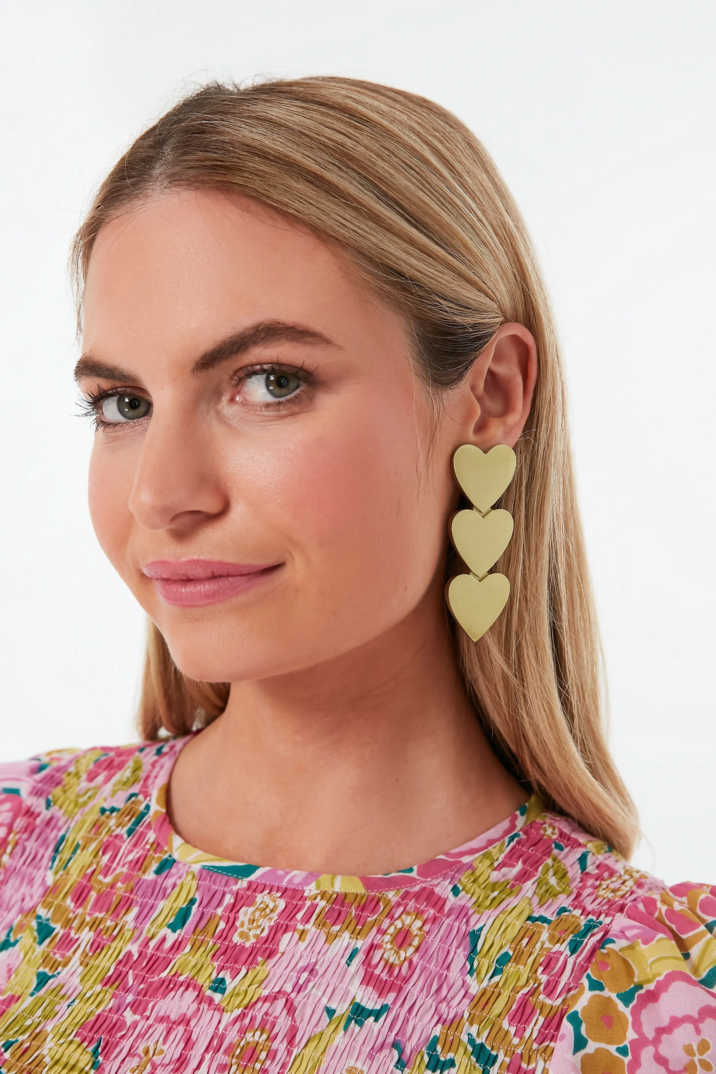 Gold Metallic Heart Earrings