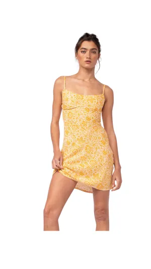 Golden Mural Cutout Dress