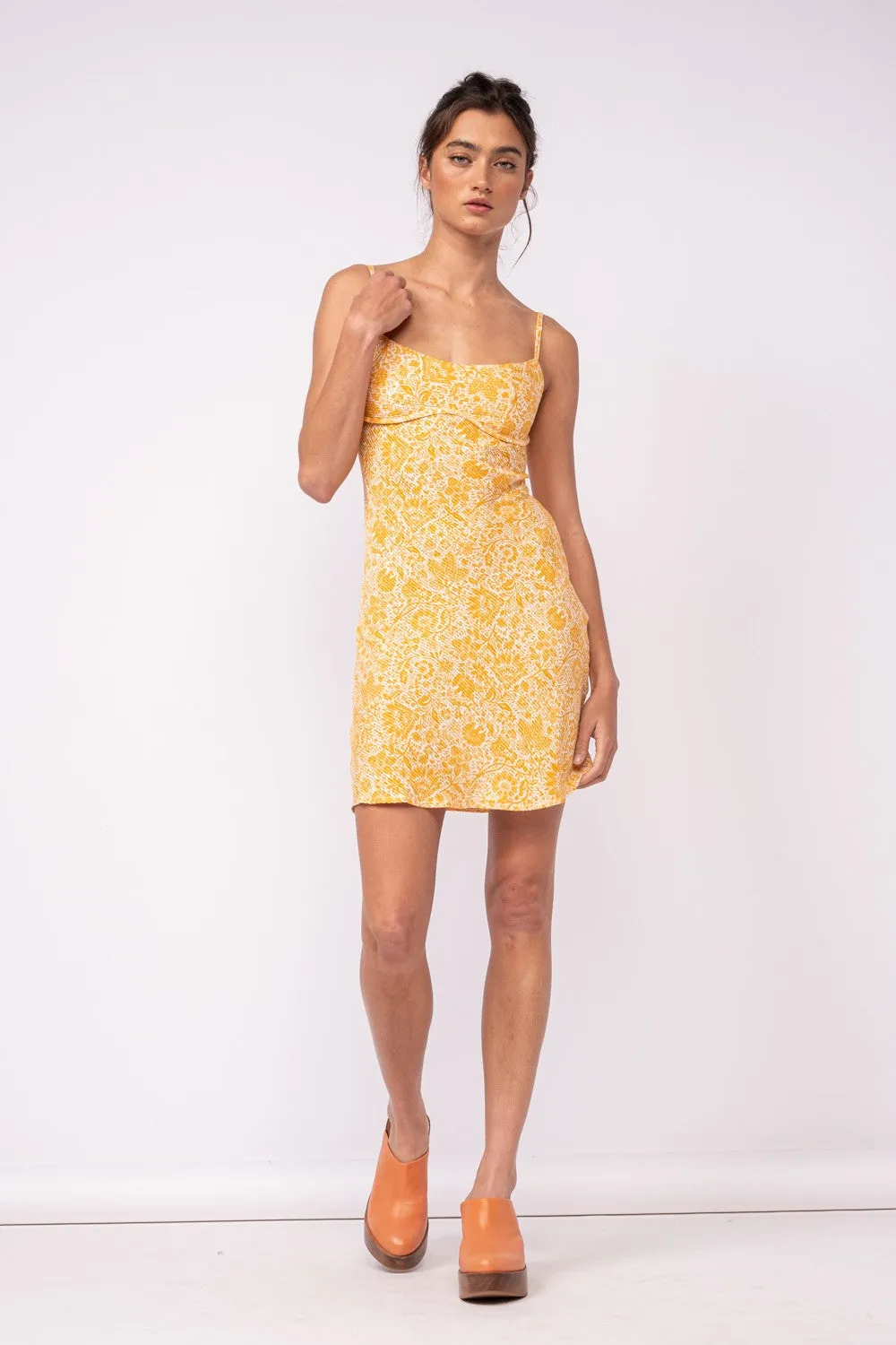 Golden Mural Cutout Dress