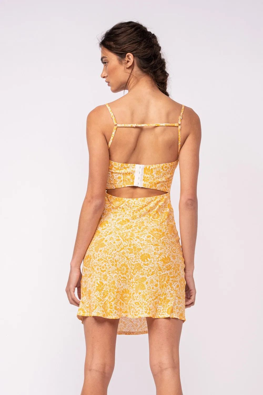 Golden Mural Cutout Dress