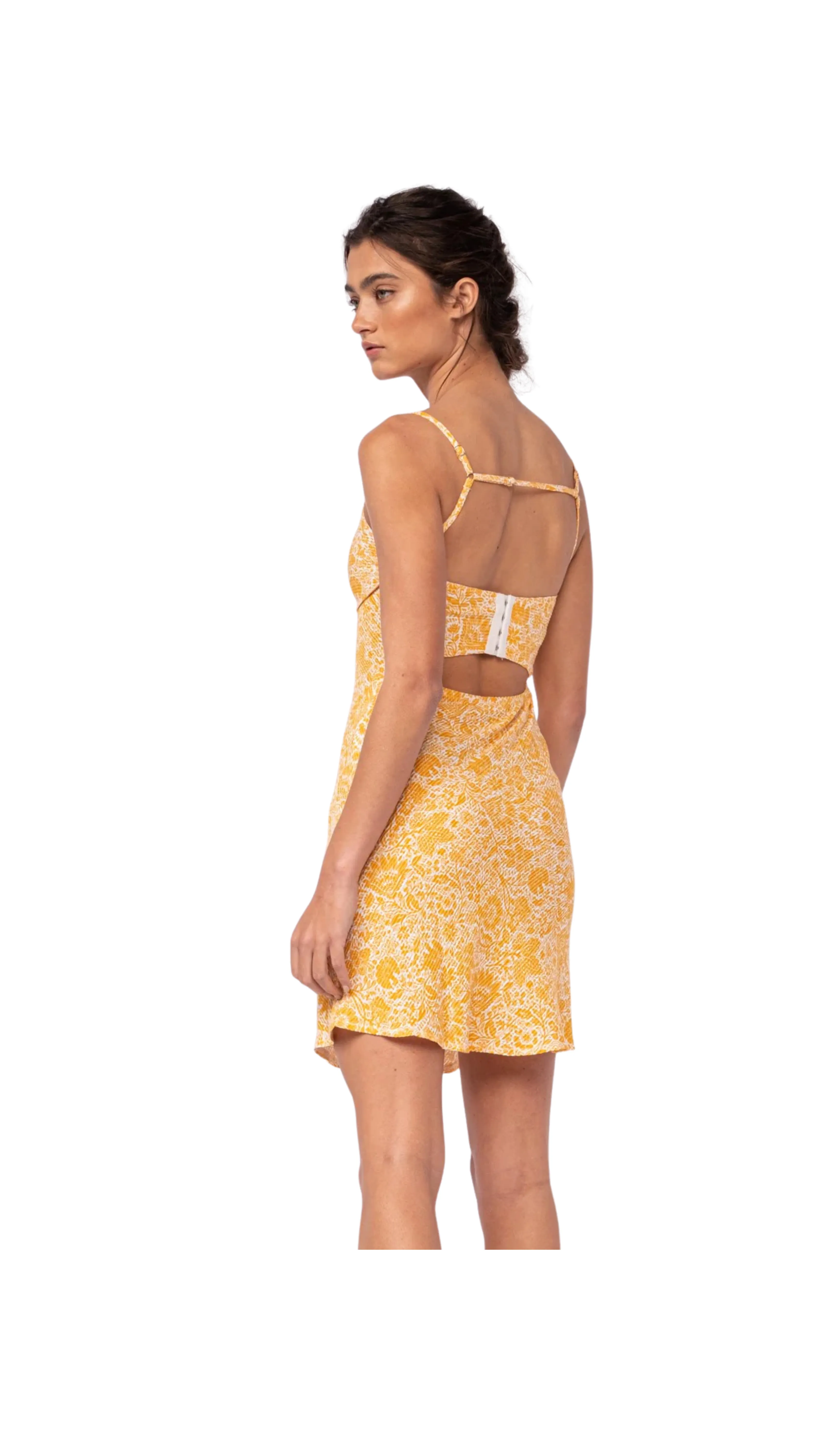 Golden Mural Cutout Dress