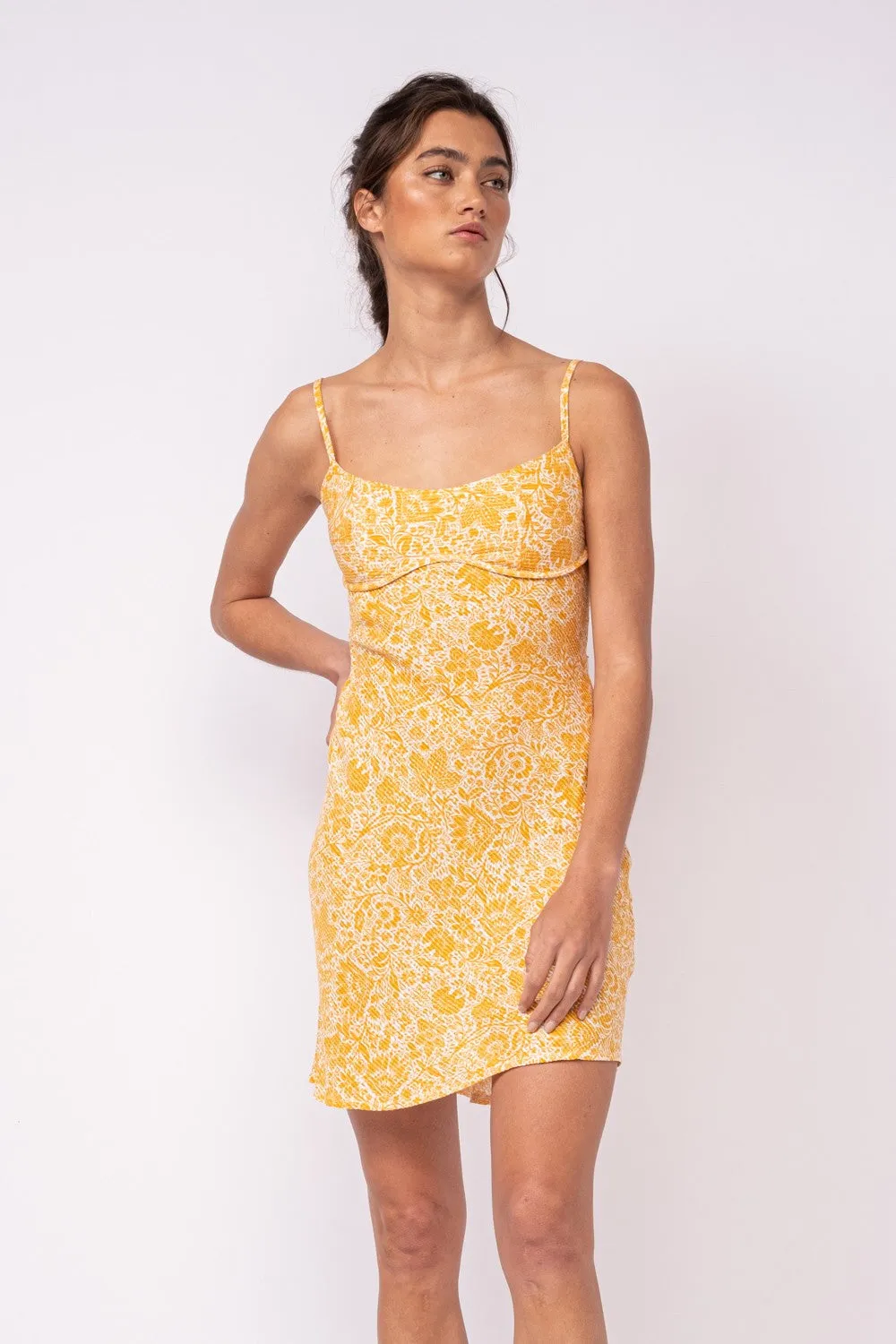 Golden Mural Cutout Dress