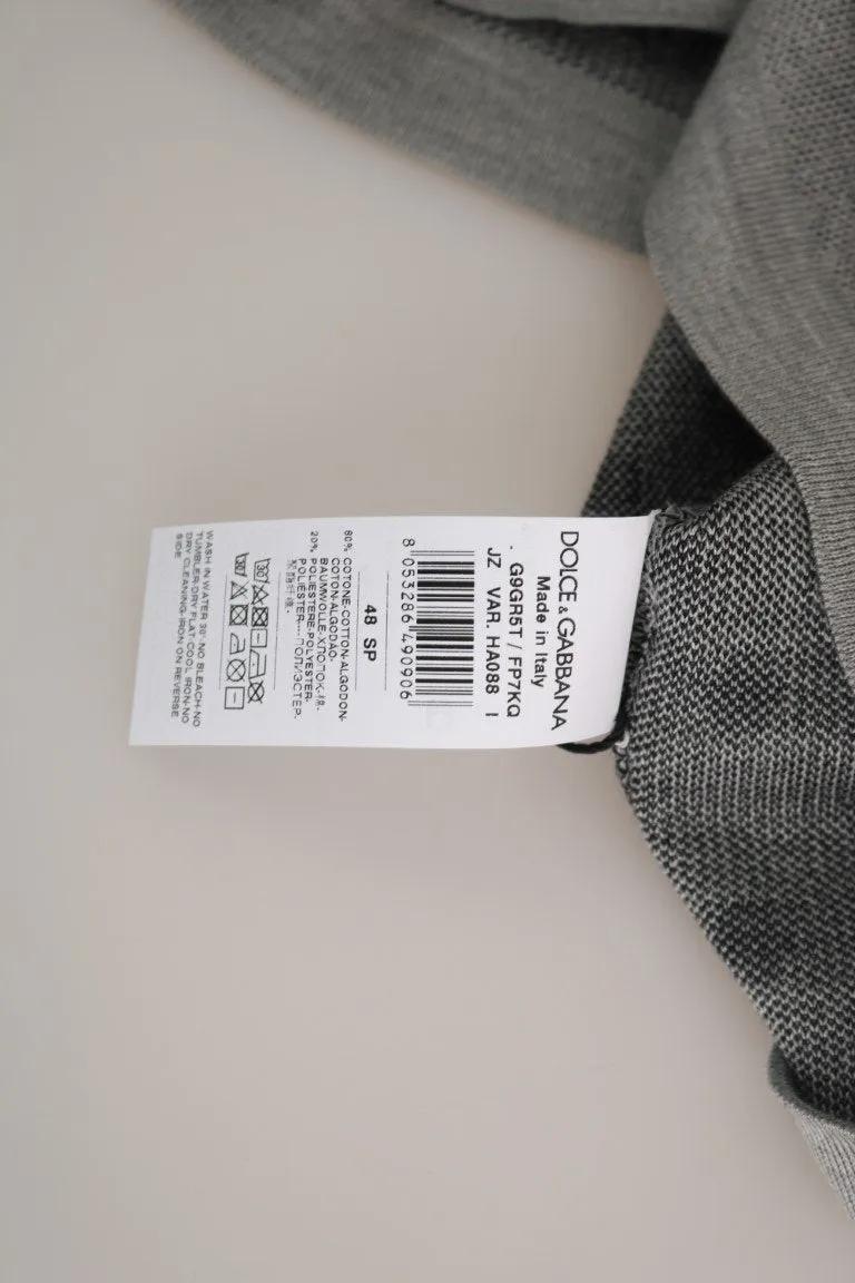 Gray Cotton Black Hooded Pullover Sweater