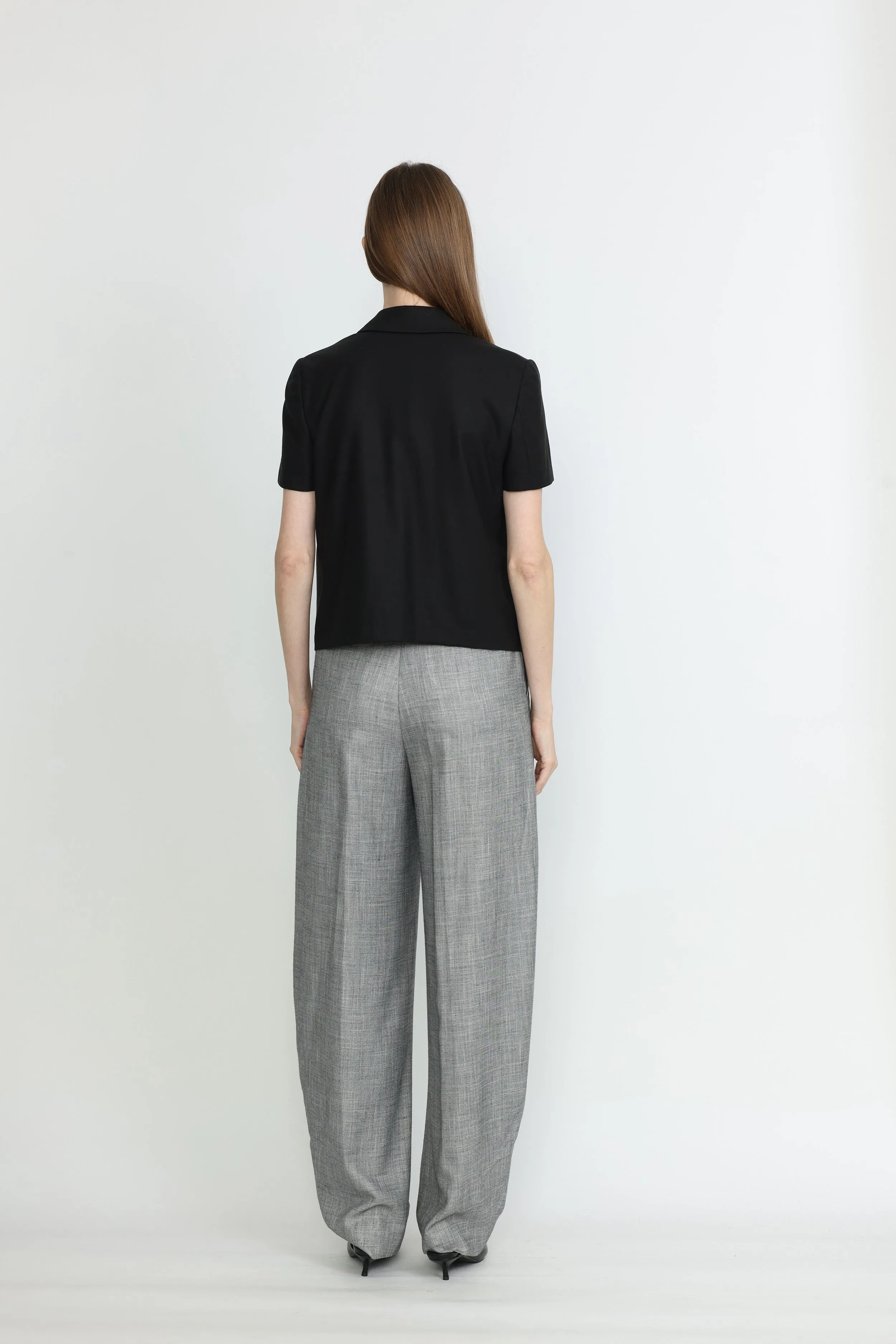 Hagfords Trousers - Barrel leg trousers  high-waisted in grey