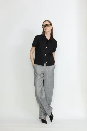 Hagfords Trousers - Barrel leg trousers  high-waisted in grey
