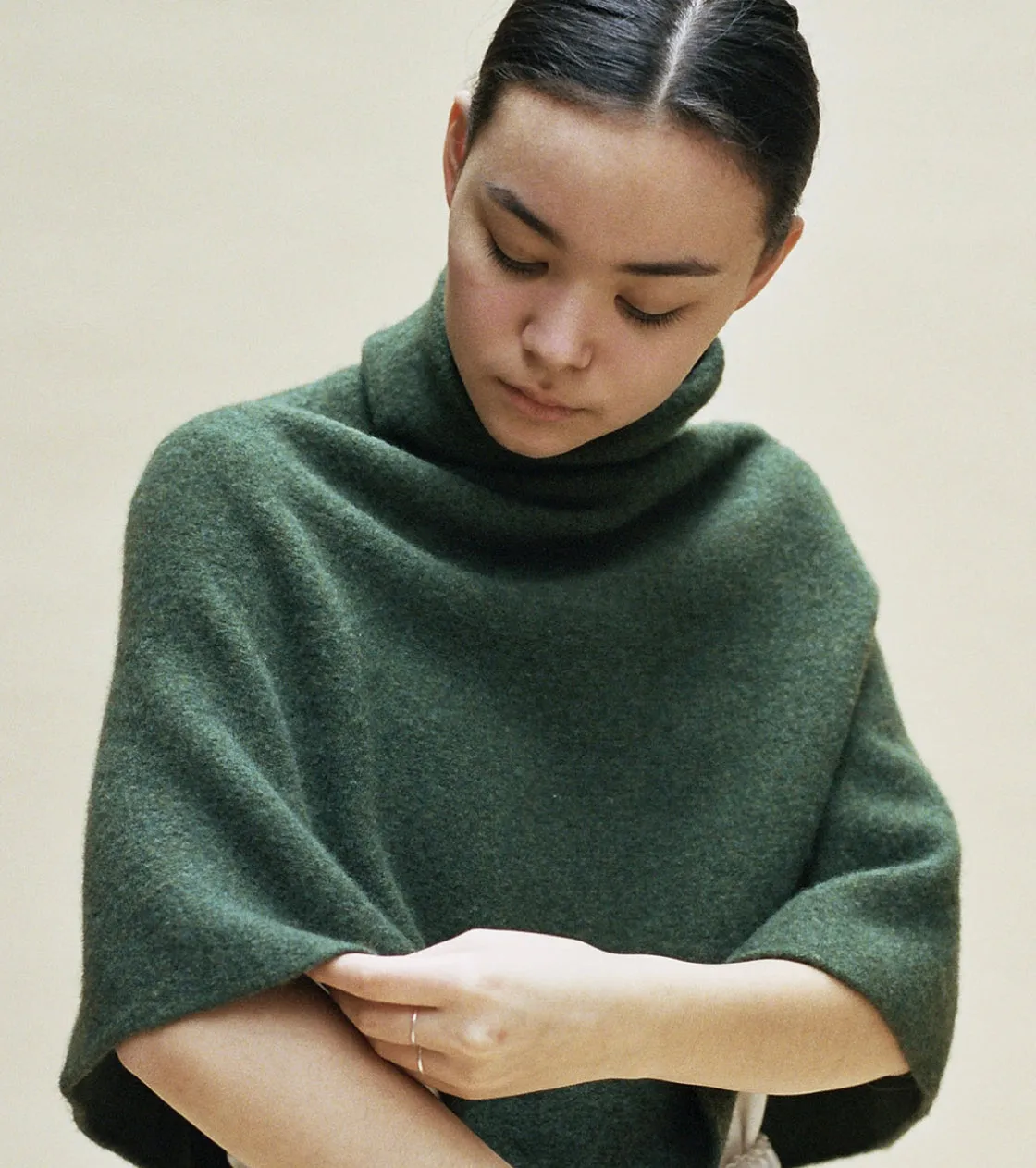 Half Neck Long Poncho