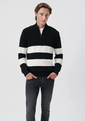 Half Zip Striped Sweater