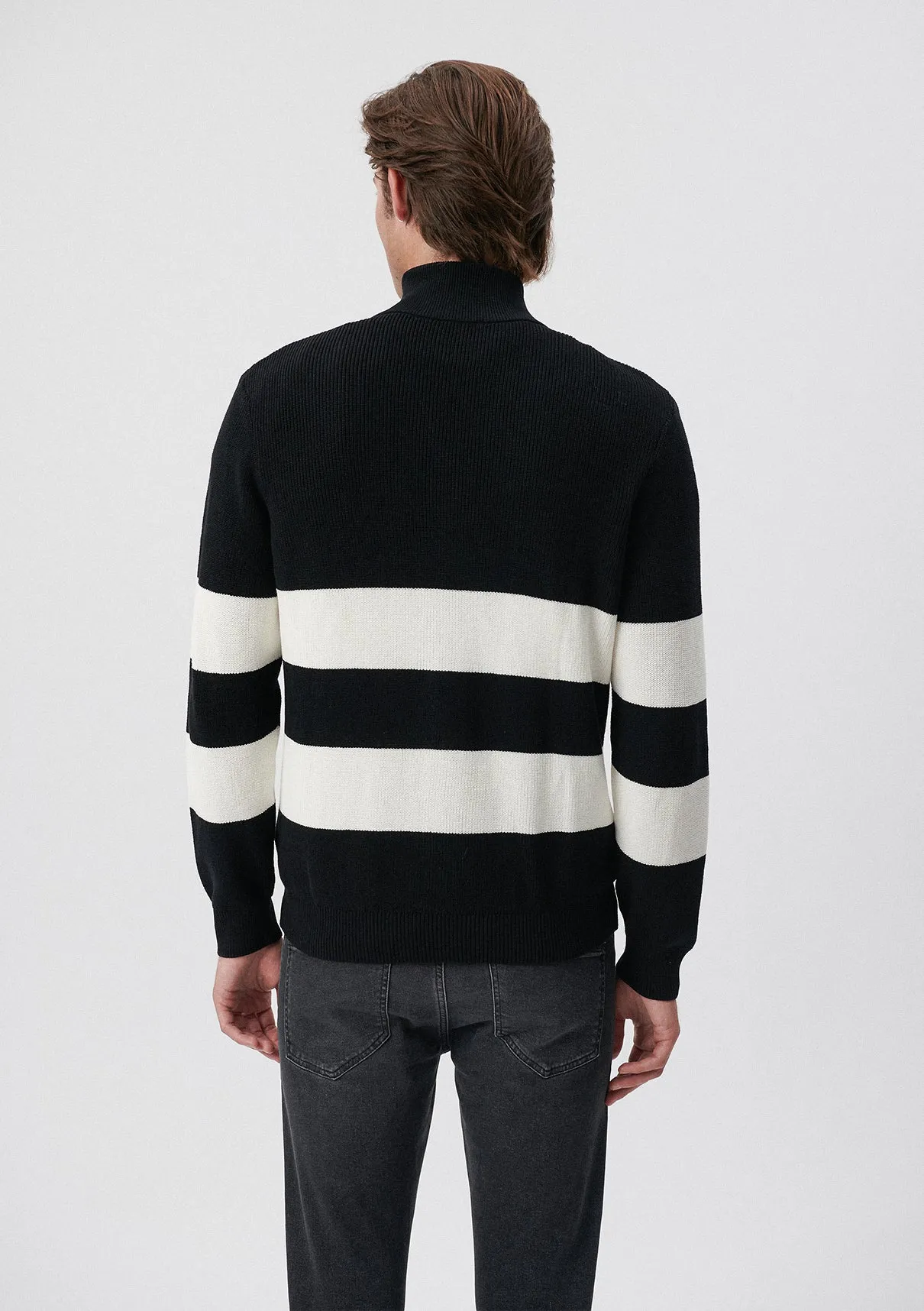 Half Zip Striped Sweater