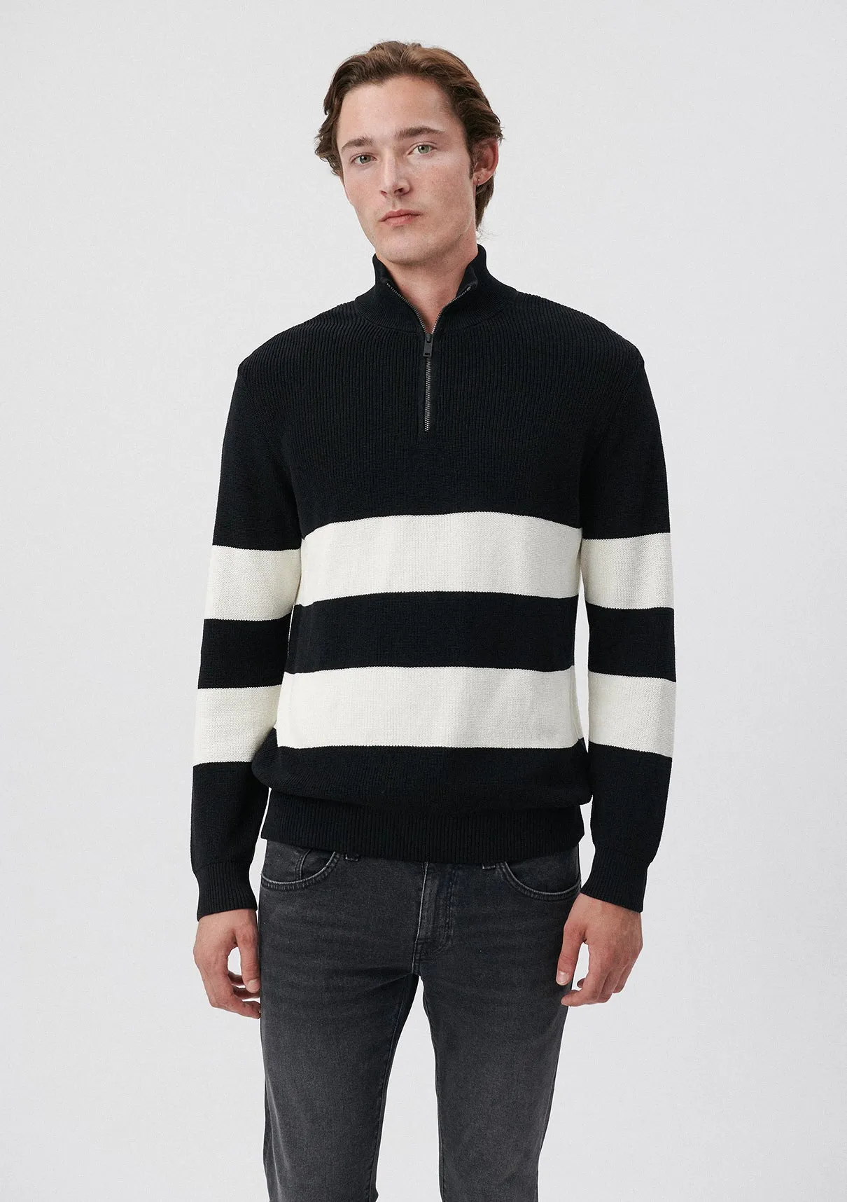Half Zip Striped Sweater