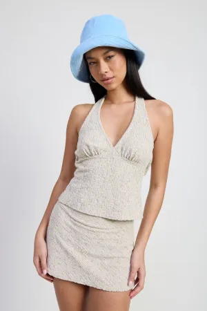 HALTER NECK TOP WITH DUO BACK TIE