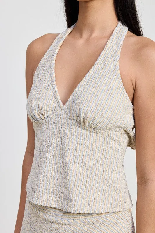HALTER NECK TOP WITH DUO BACK TIE