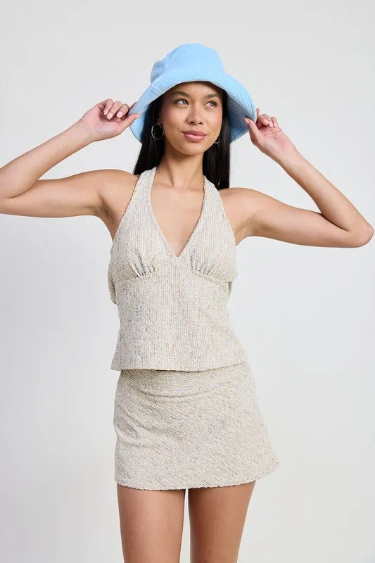 HALTER NECK TOP WITH DUO BACK TIE