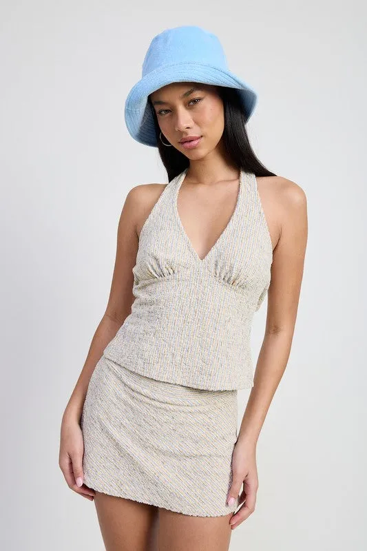 HALTER NECK TOP WITH DUO BACK TIE