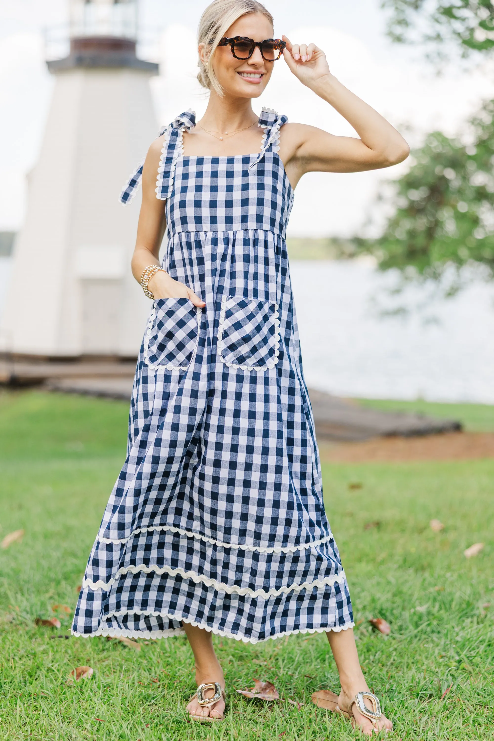 Have A Picnic Blue Gingham Dress