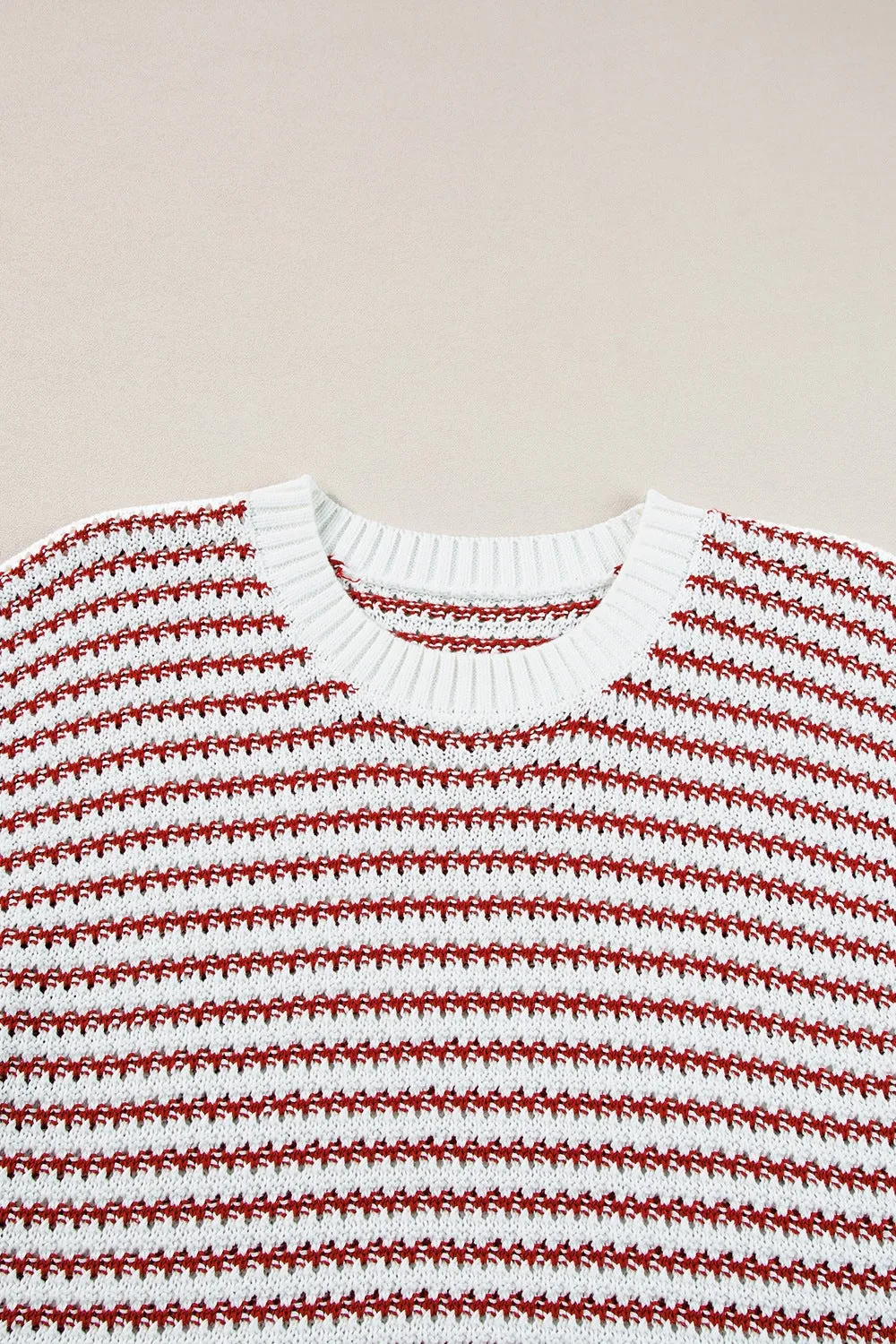 Hazel Blues® |  Round Neck Striped Sweater Vest