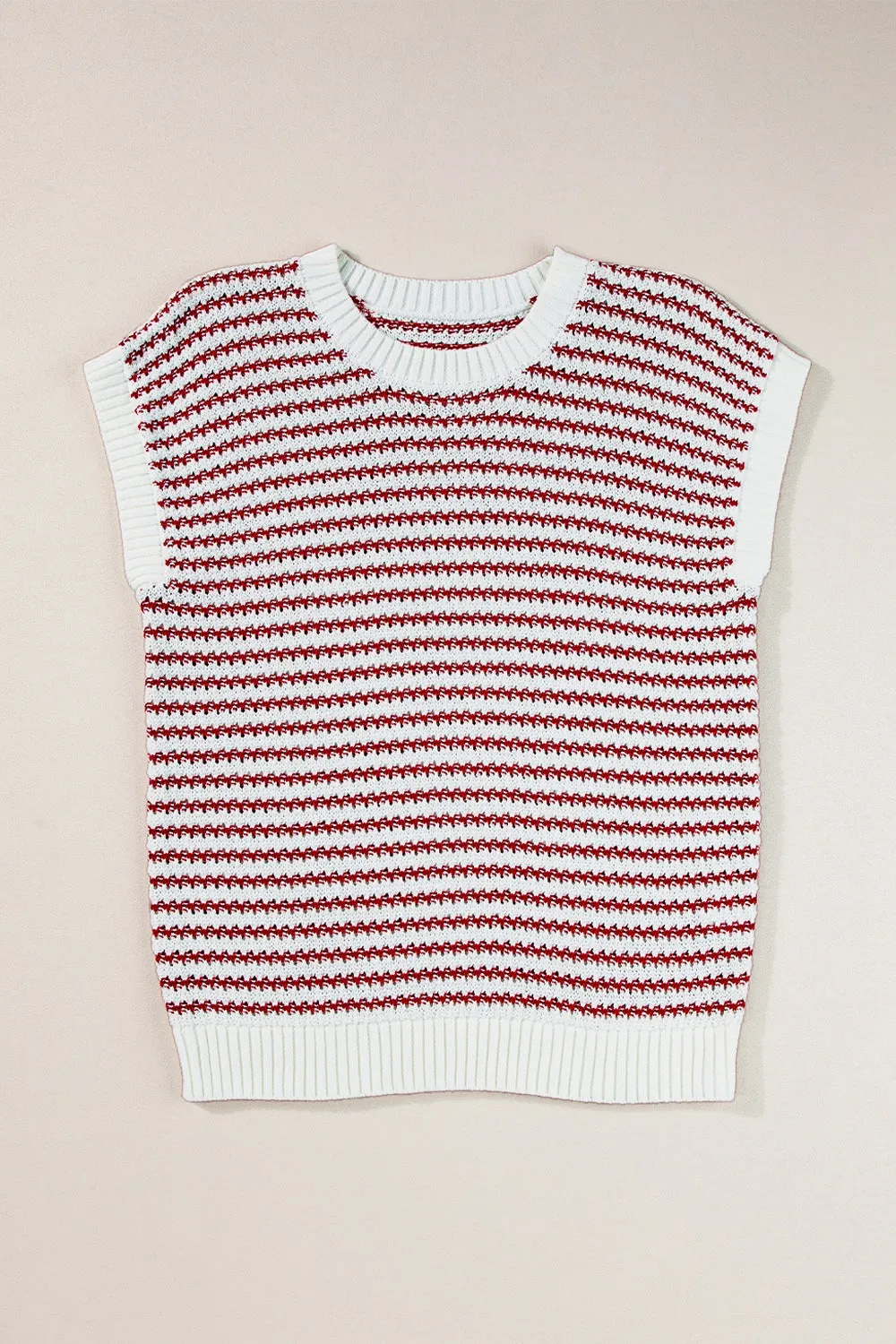 Hazel Blues® |  Round Neck Striped Sweater Vest