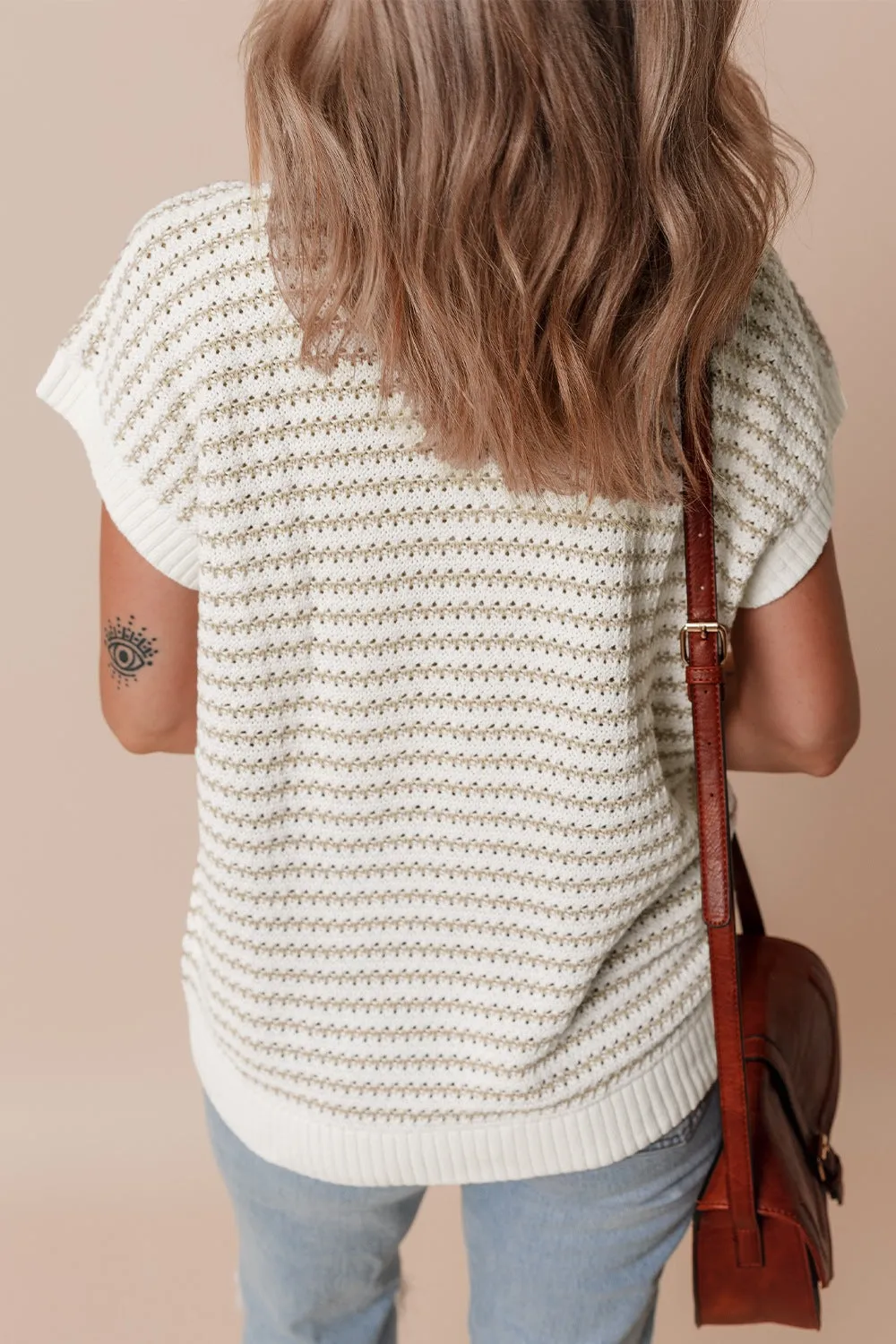 Hazel Blues® |  Round Neck Striped Sweater Vest