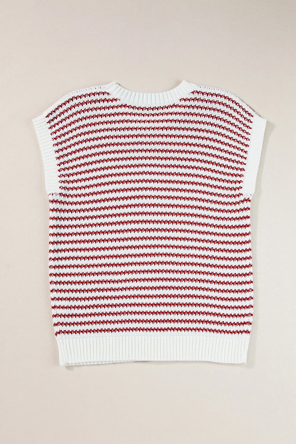 Hazel Blues® |  Round Neck Striped Sweater Vest