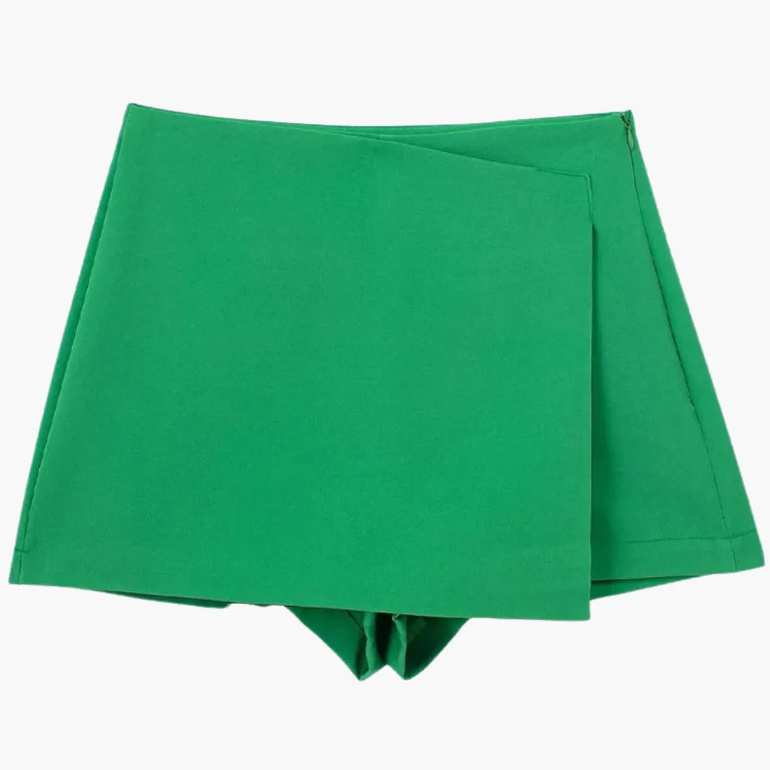 High Waist Asymmetrical Skirts - Women's Wrap Hem Shorts