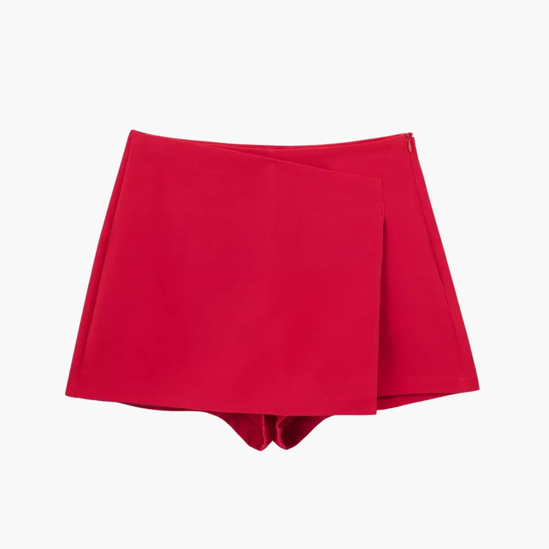 High Waist Asymmetrical Skirts - Women's Wrap Hem Shorts