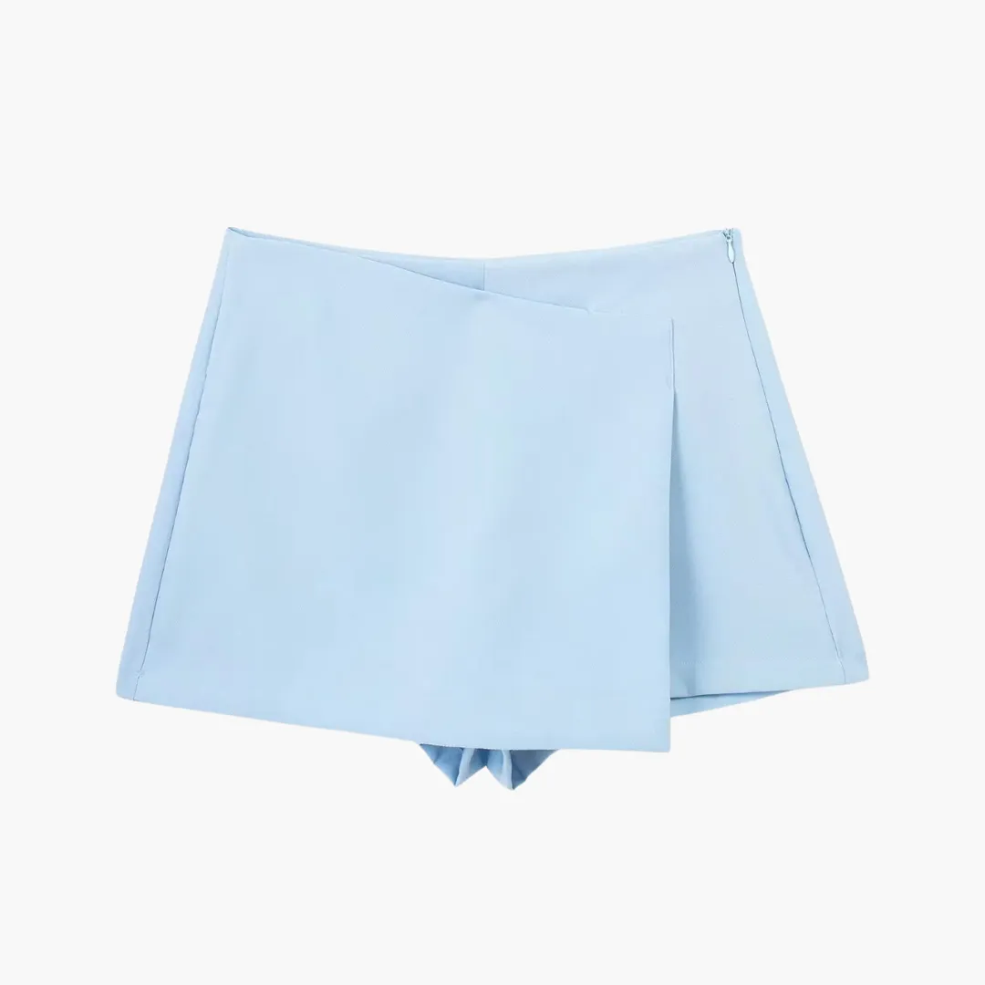 High Waist Asymmetrical Skirts - Women's Wrap Hem Shorts