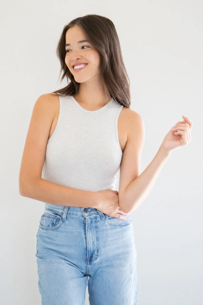Holly Heathered Bodysuit in Heather Grey