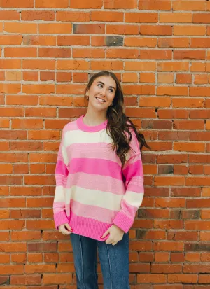 Hot Pink Striped Sweater