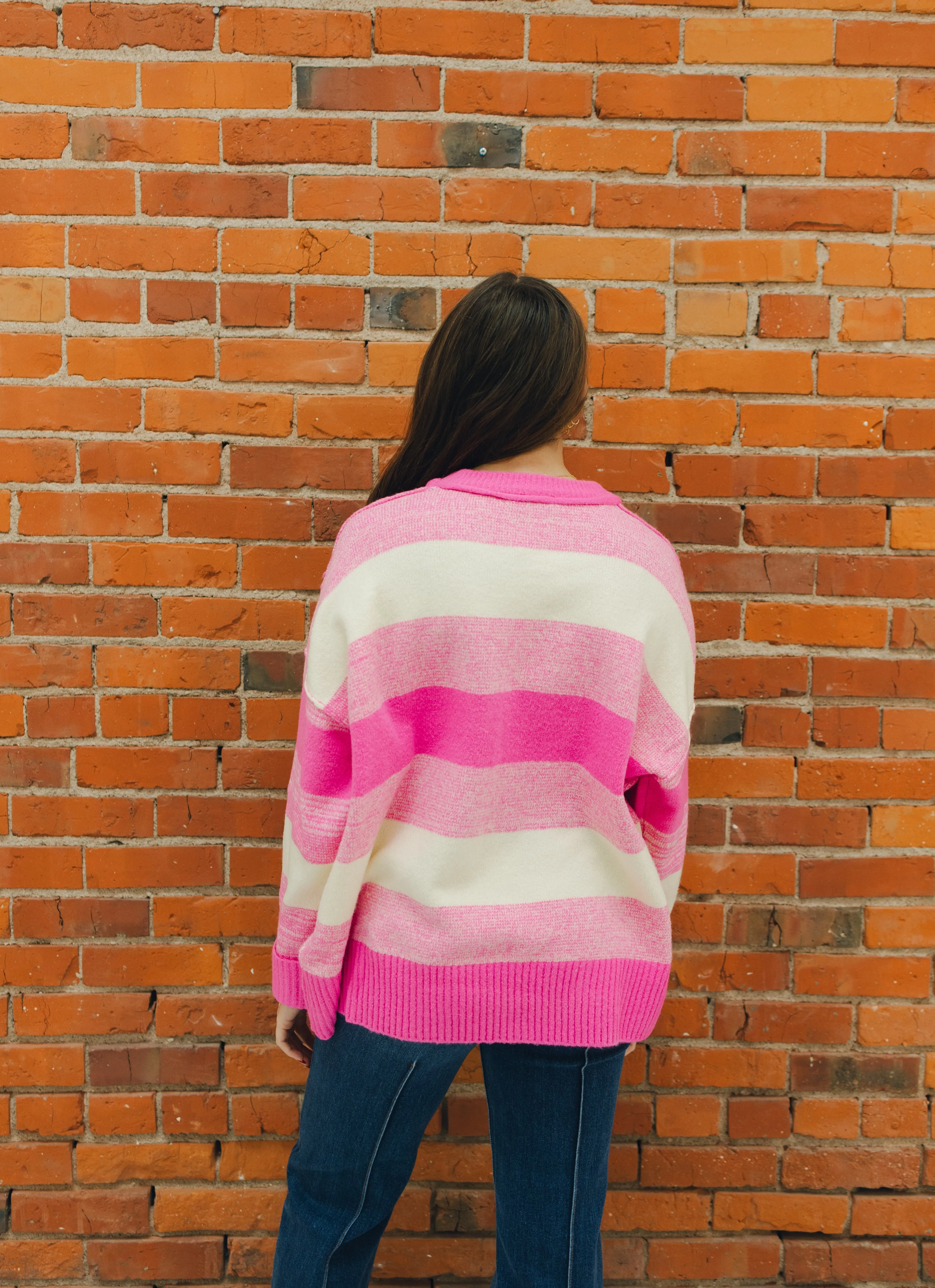 Hot Pink Striped Sweater