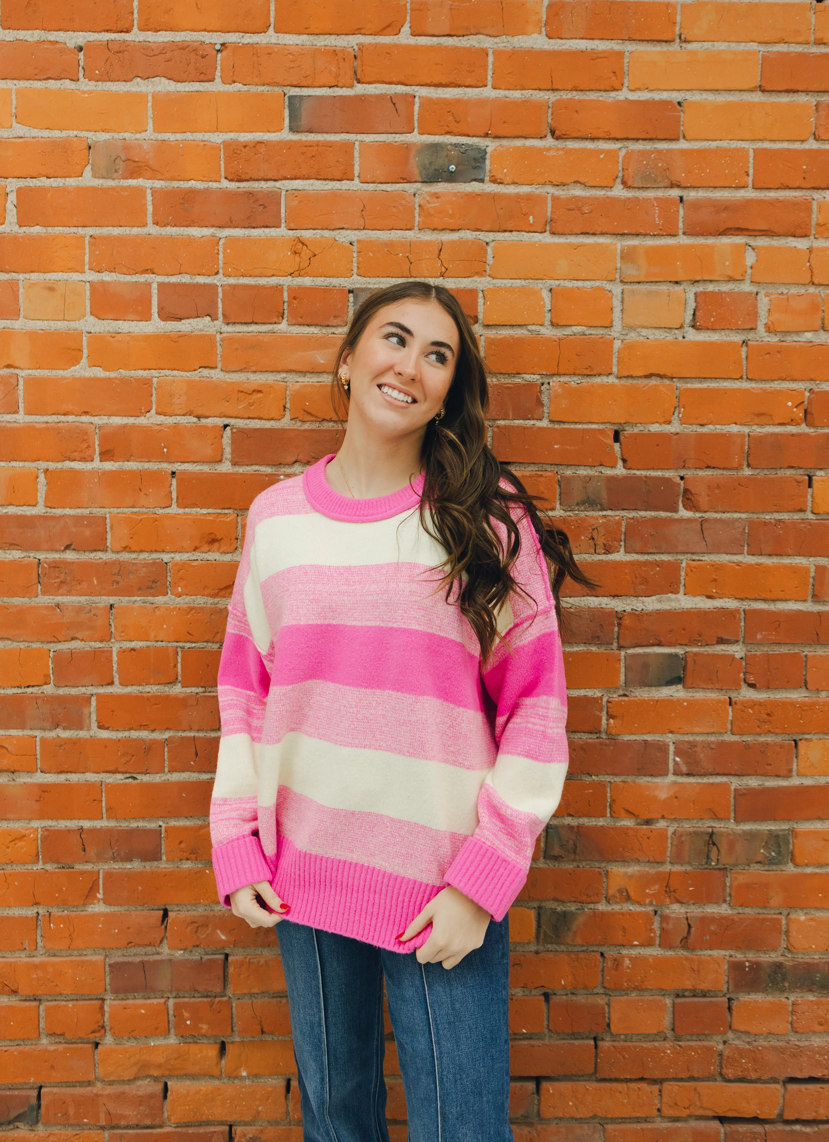 Hot Pink Striped Sweater