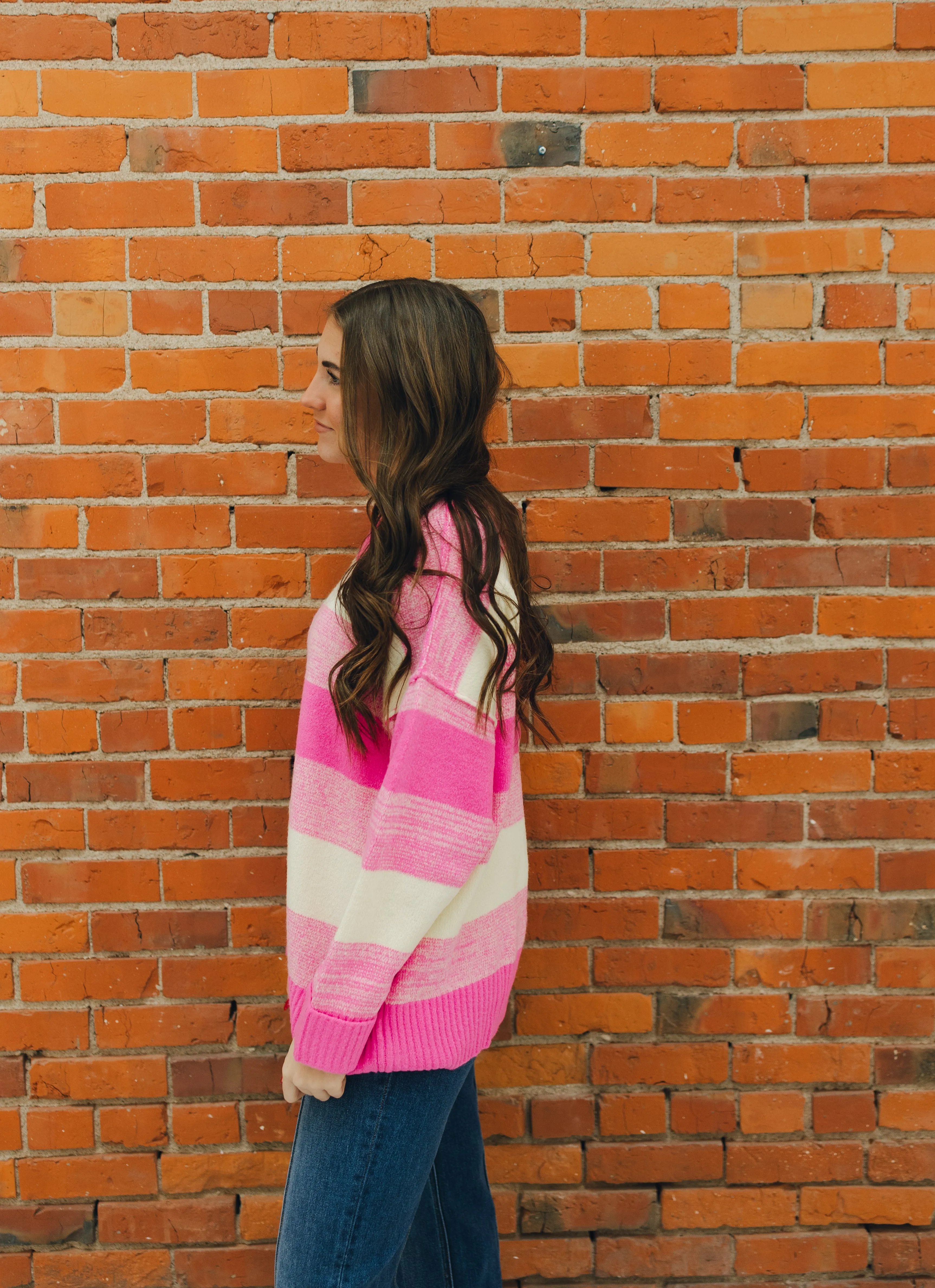 Hot Pink Striped Sweater