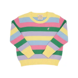 Isabelle's Sweater - Rachael Rainbow Stripe with Hamptons Hot Pink Stork
