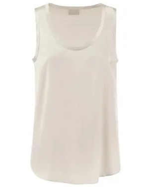 Ivory Satin Scoop Neck Tank