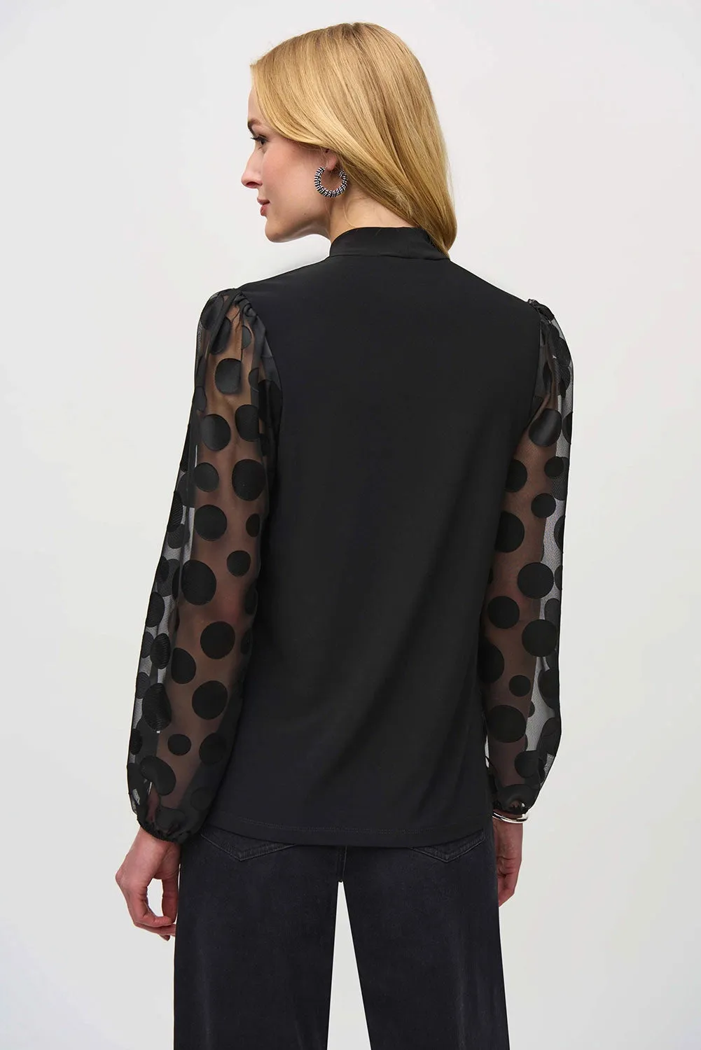 Joseph Ribkoff Silky Knit Top With Dot Burnout Sleeves Jr244019