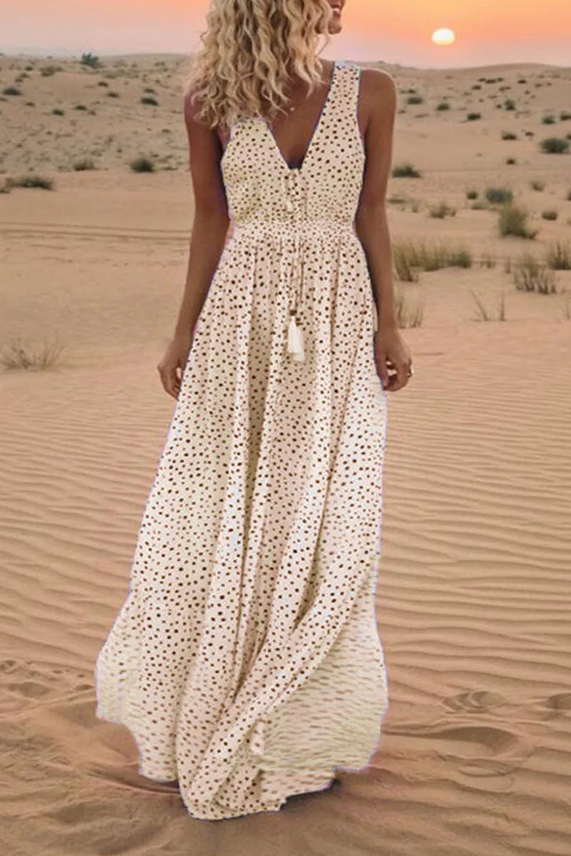 Karylle - Trendy V-neck dresses with bohemian polka dots