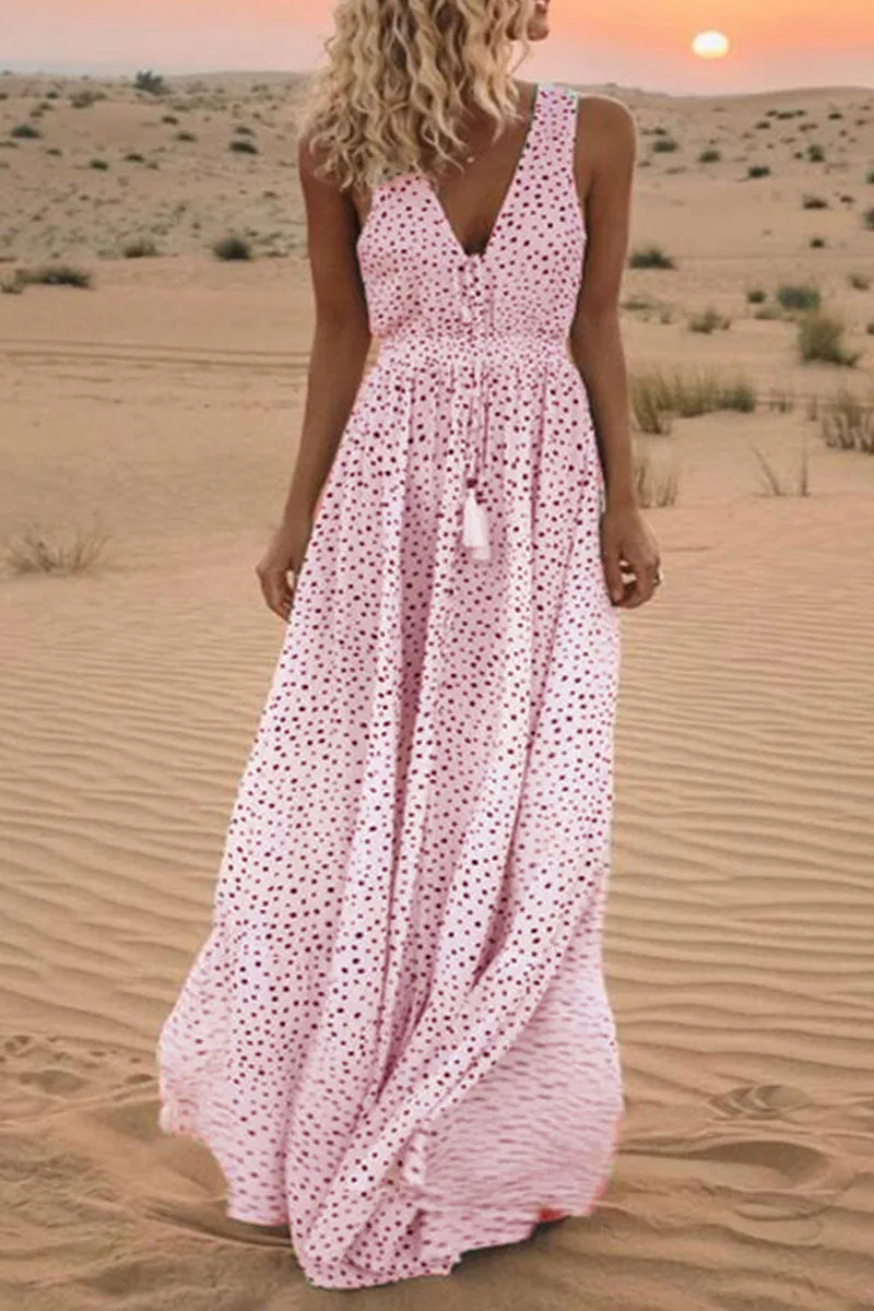 Karylle - Trendy V-neck dresses with bohemian polka dots