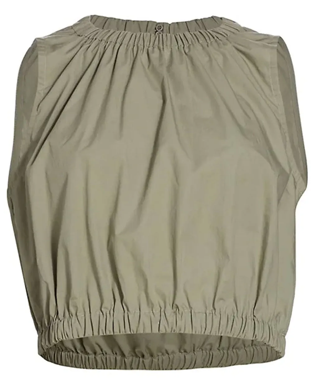 Khaki Elastic Cropped Tank
