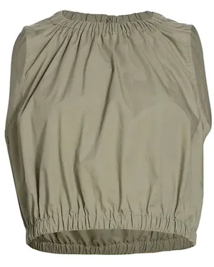 Khaki Elastic Cropped Tank