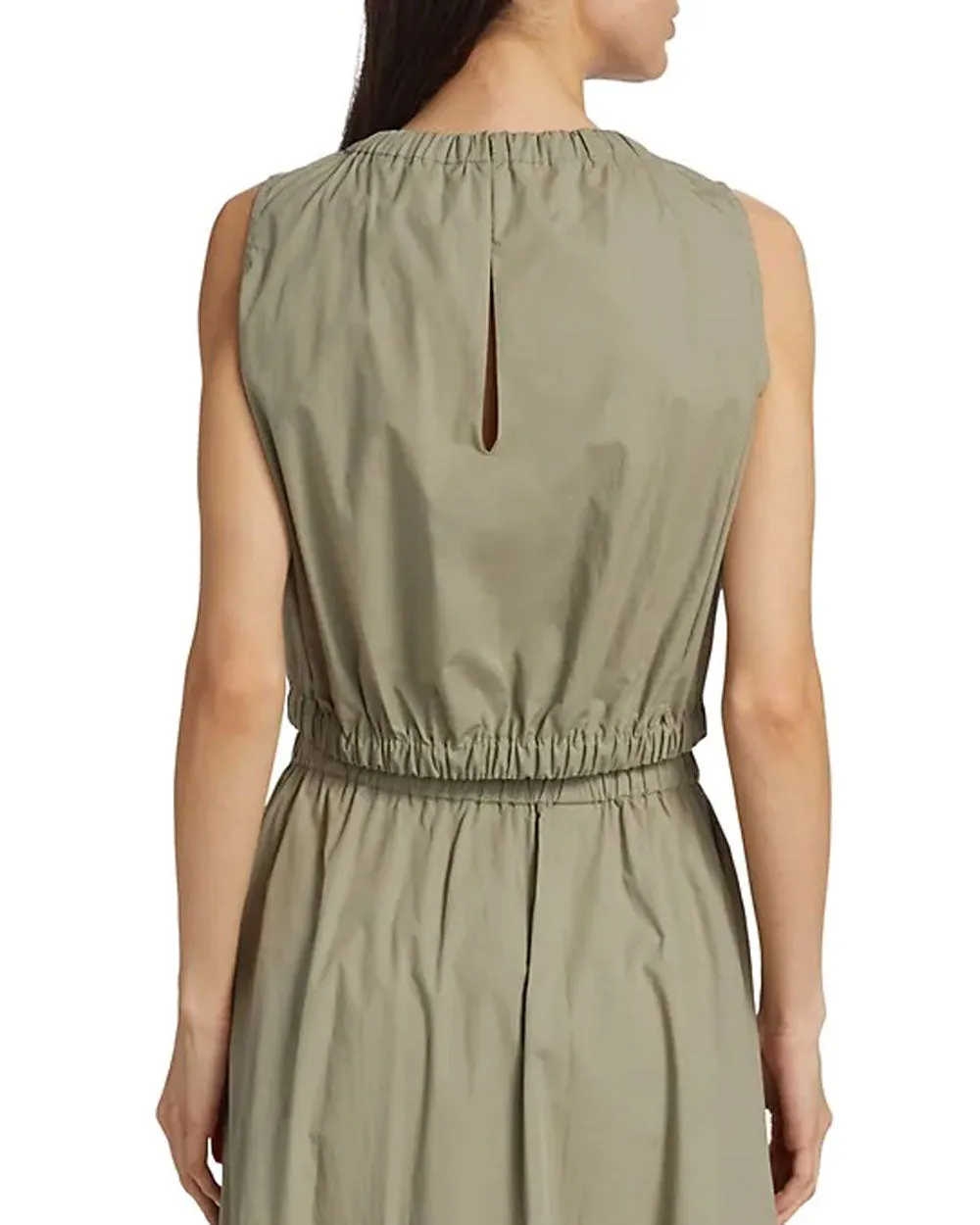 Khaki Elastic Cropped Tank
