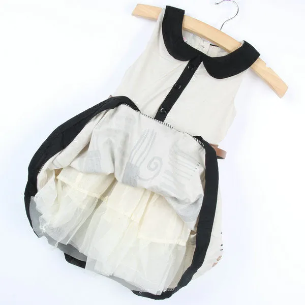 Kids Baby Girl Sleeveless Vest Tutu Dress Cartoon Animal Print Tulle Dress Wholesale NW