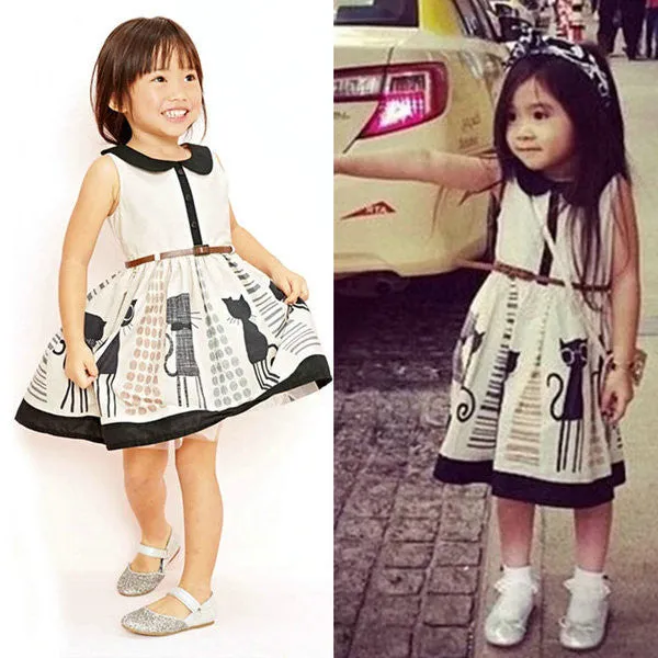 Kids Baby Girl Sleeveless Vest Tutu Dress Cartoon Animal Print Tulle Dress Wholesale NW