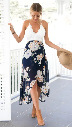 Lace flower print dress Multiple Designs