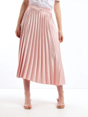 Ladies Pleated Midi Skirt - Blush