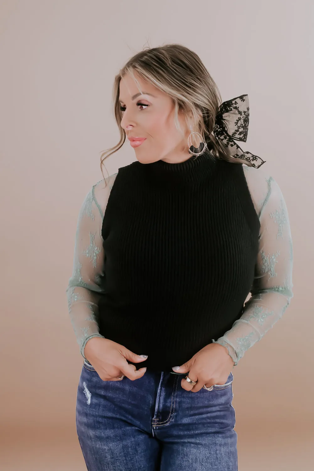 Let Them Know Knit Sweater , Black