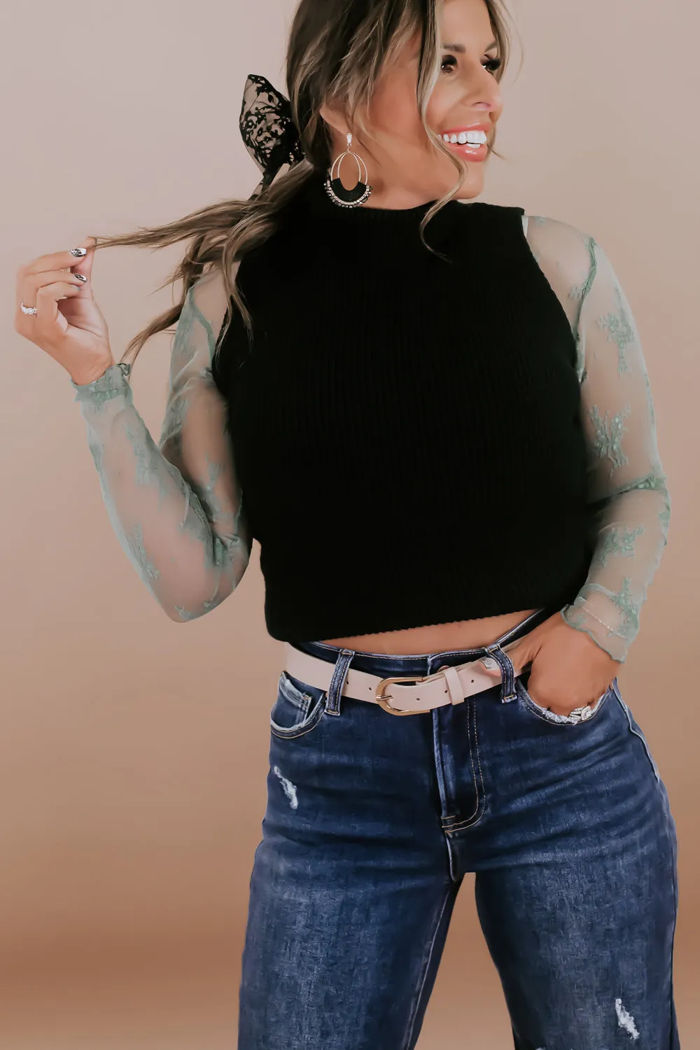 Let Them Know Knit Sweater , Black