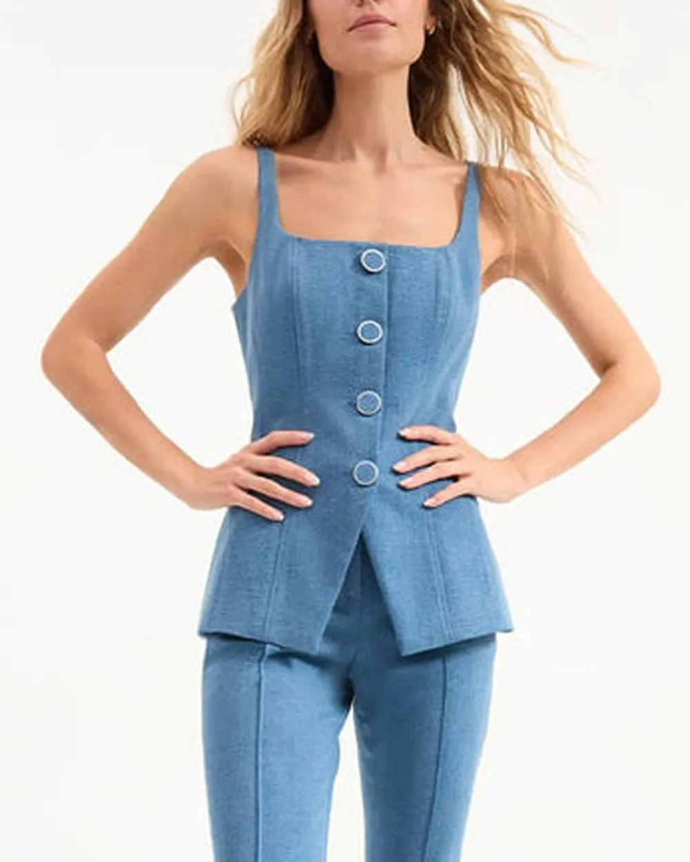 Liana Denim Top in Sea Glare