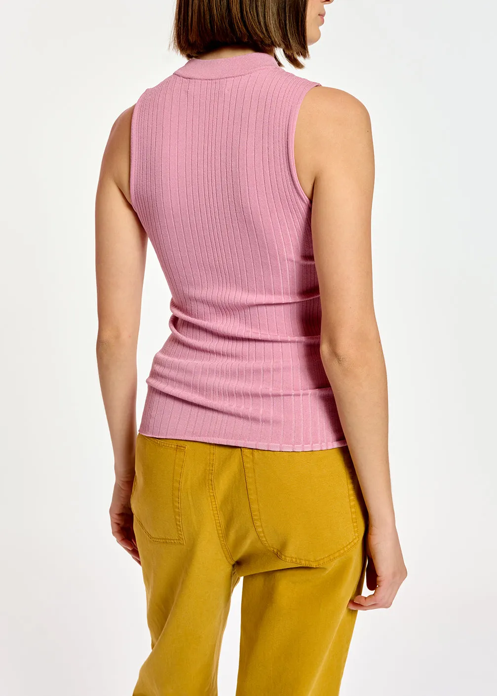 Lilac fitted ribbed-knit top