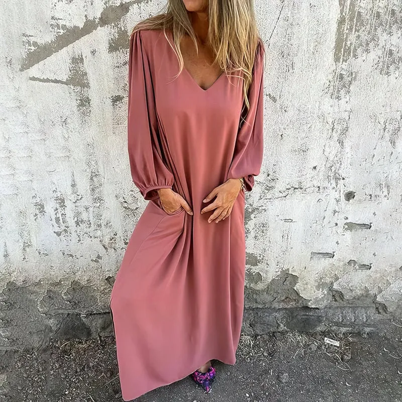 LINDSEY - BOHEMIAN CHIC LONG DRESS WITH POCKETS