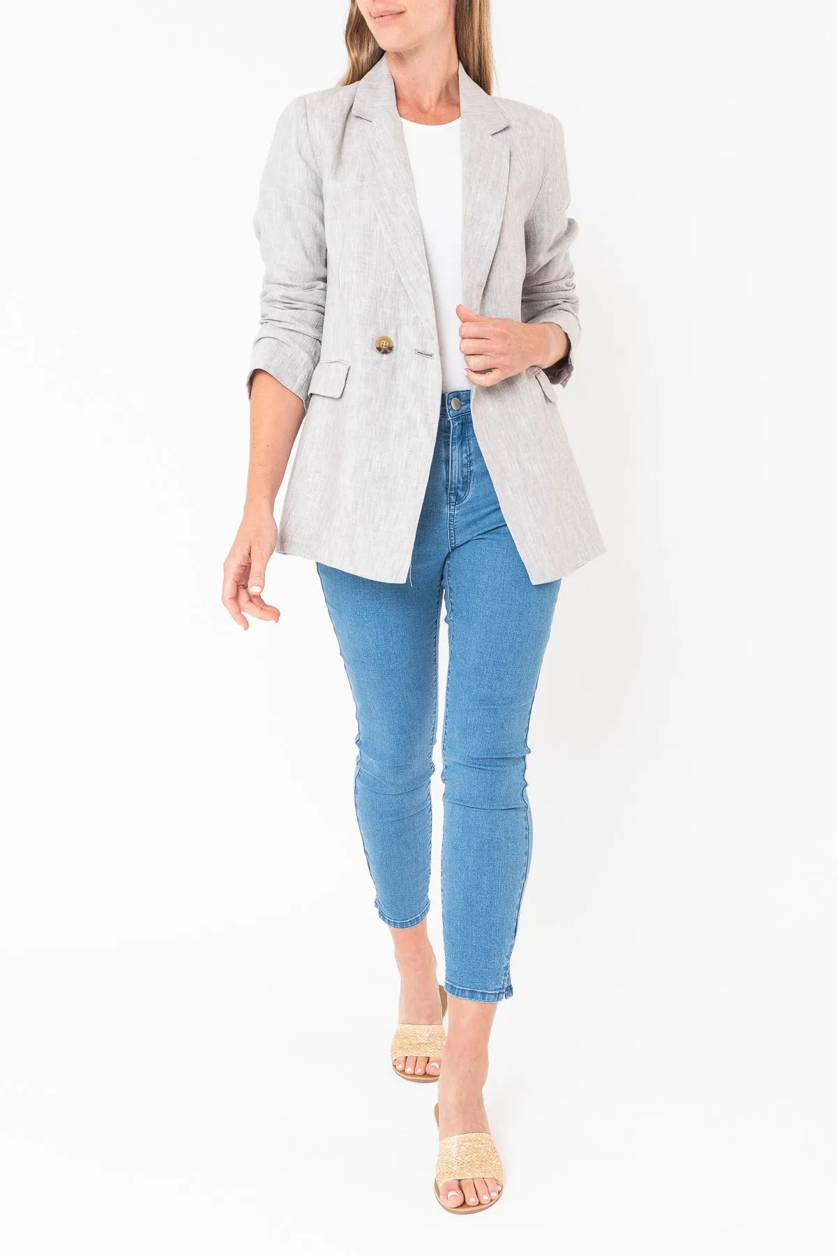 Linen Blazer - Pewter
