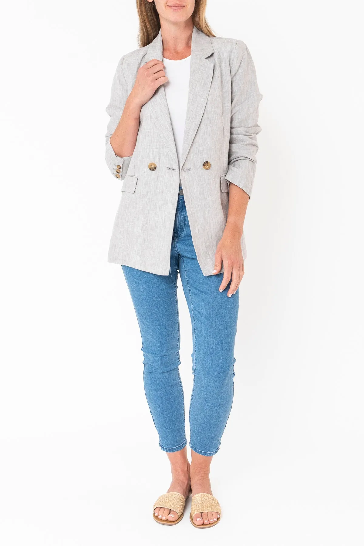 Linen Blazer - Pewter